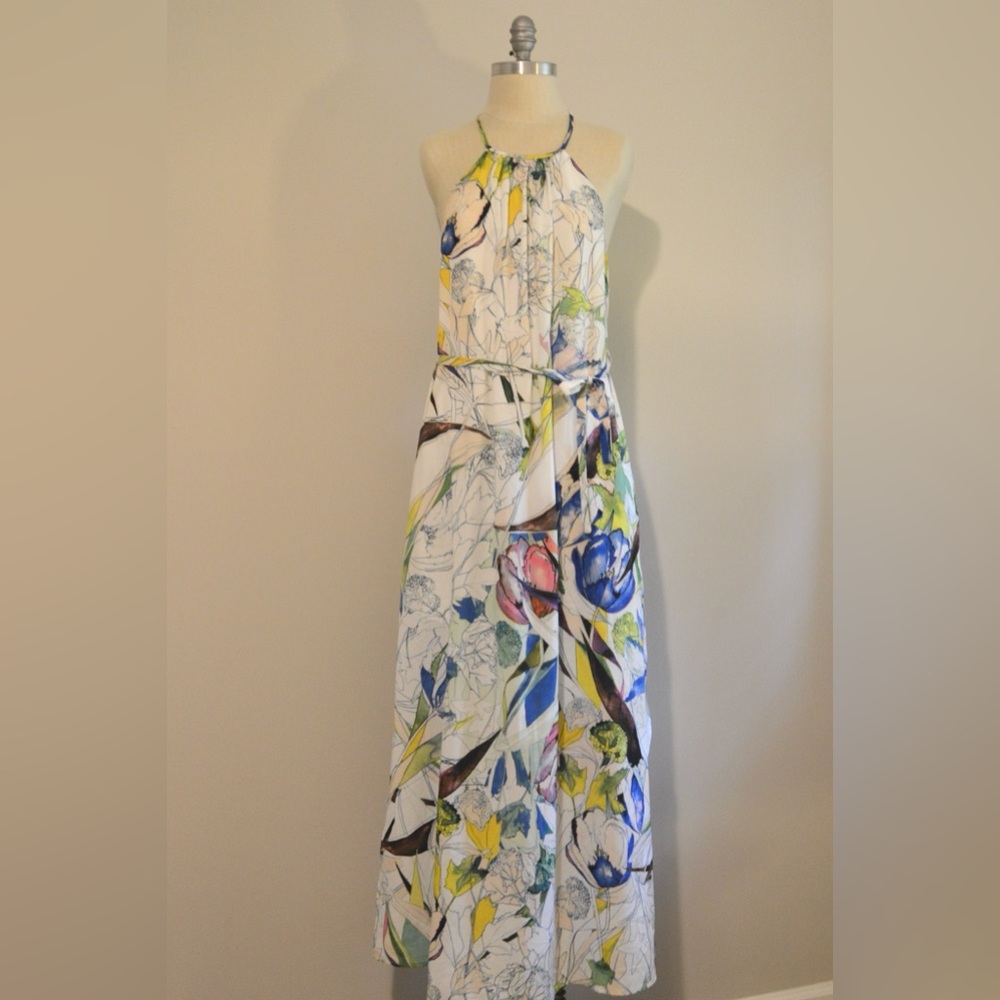 Boutique Floral Halter Maxi Dress Size L